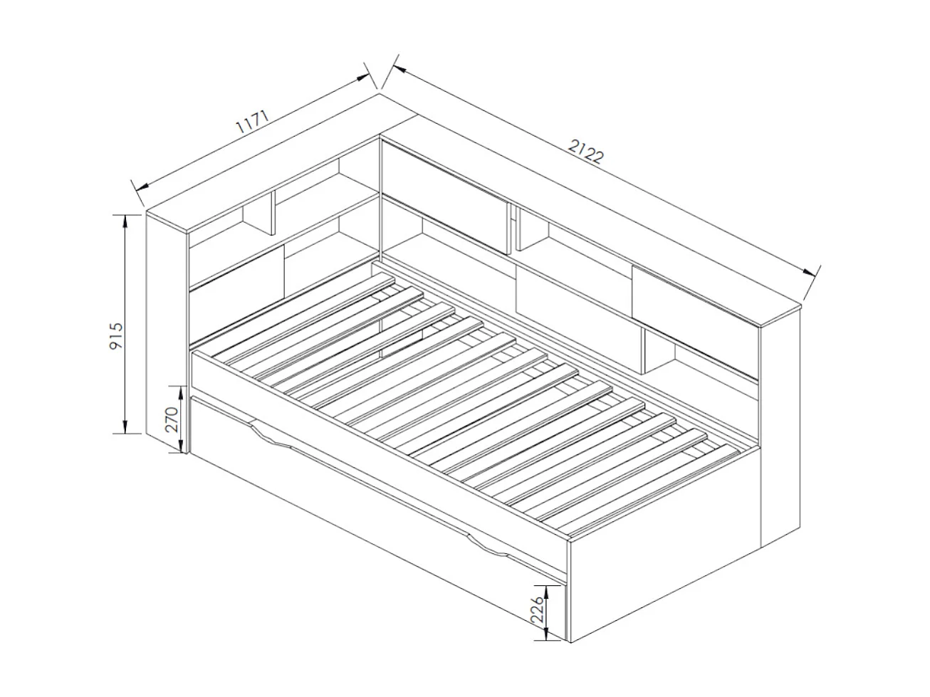Lit cosy gigogne 90x190 cm panneaux de fibres blanc PLAY
