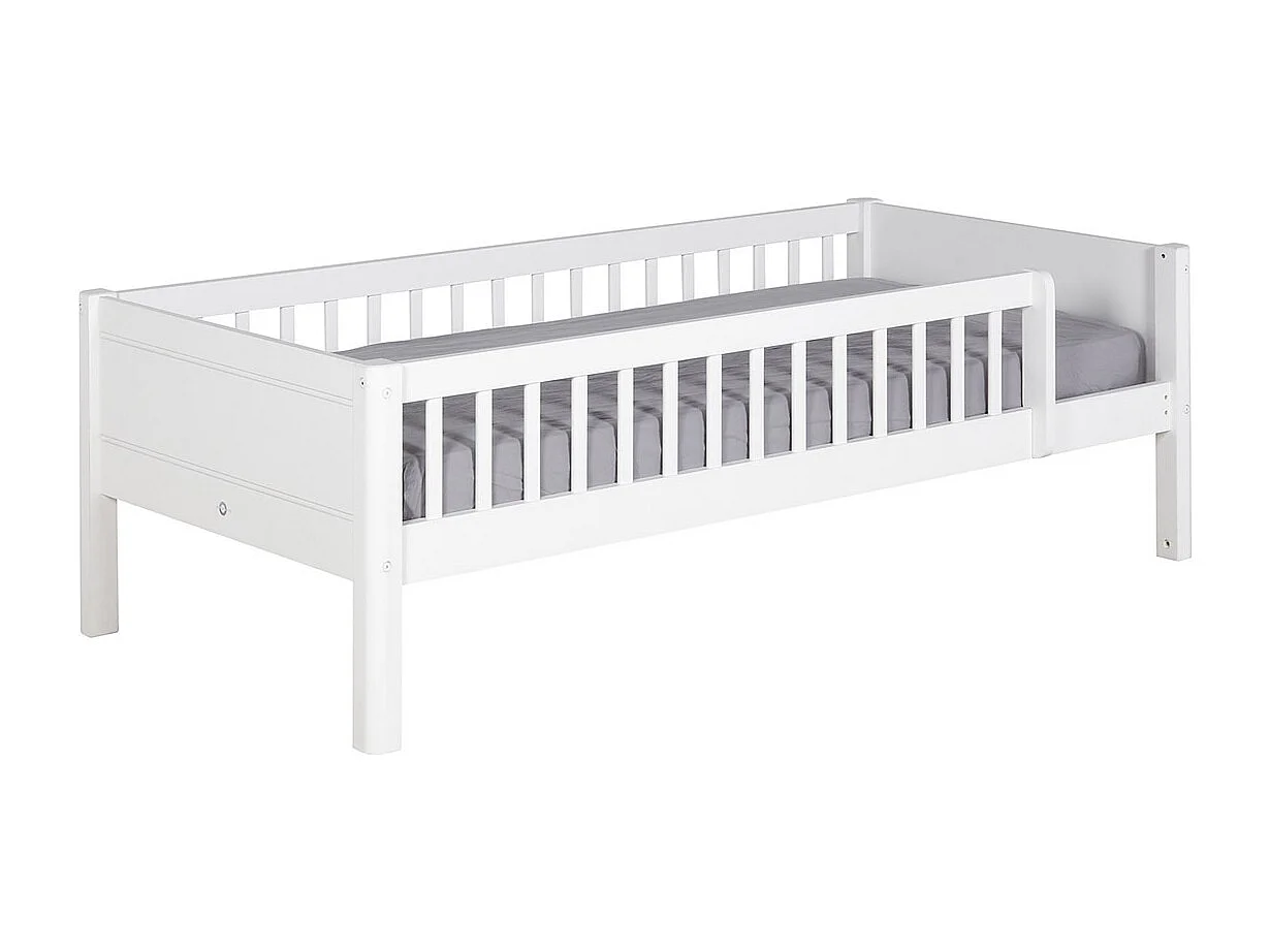 Lit enfant gigogne avec barrières 90x190 cm bois massif blanc VICTORIA