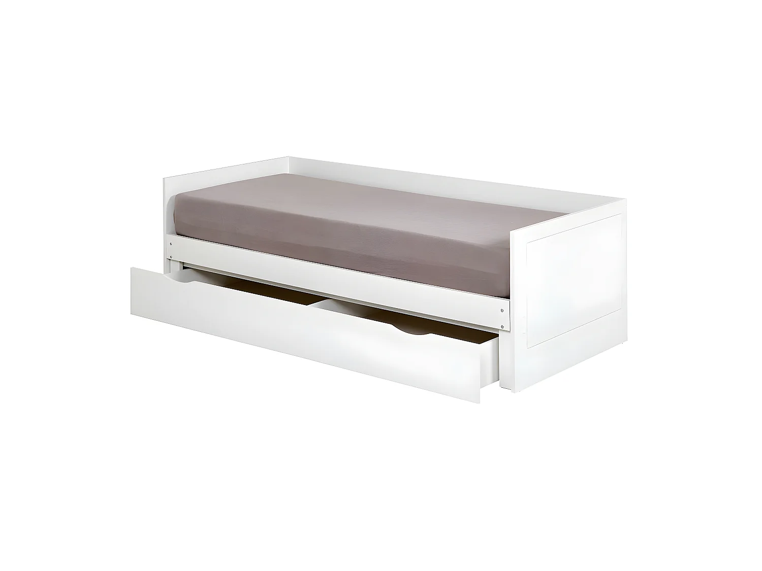 Lit gigogne avec 2 matelas 80x200 cm panneaux de fibres blanc MOLLY