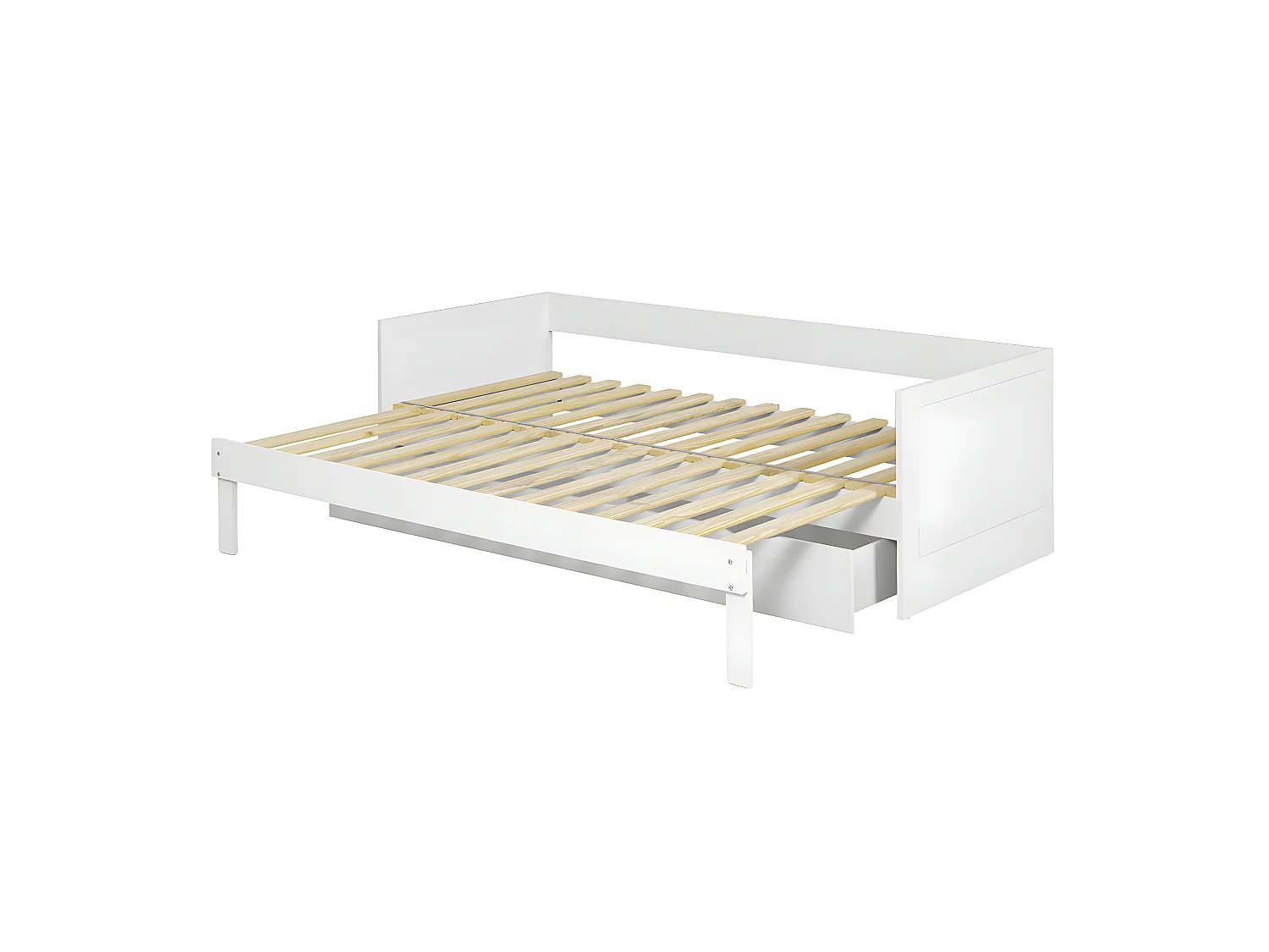 Lit gigogne avec 2 matelas 80x200 cm panneaux de fibres blanc MOLLY