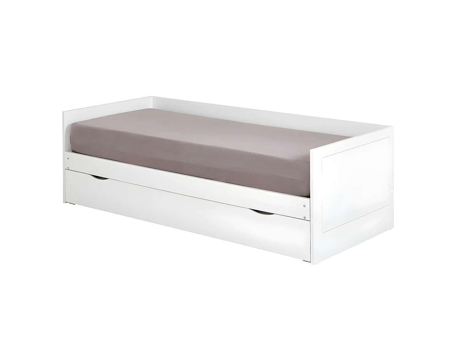 Lit gigogne avec 2 matelas 80x200 cm panneaux de fibres blanc MOLLY