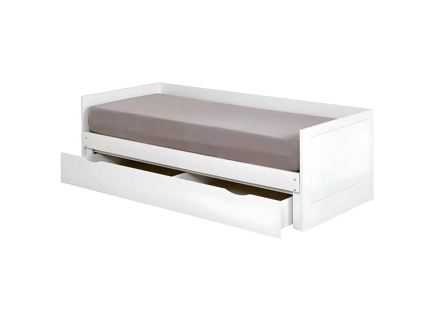 Lit gigogne avec 2 matelas 80x200 cm panneaux de fibres blanc MOLLY