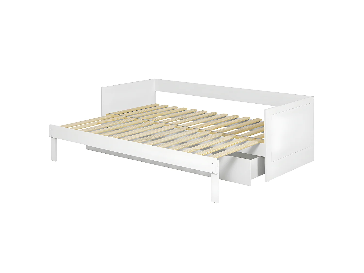 Lit gigogne avec 2 matelas 80x200 cm panneaux de fibres blanc MOLLY