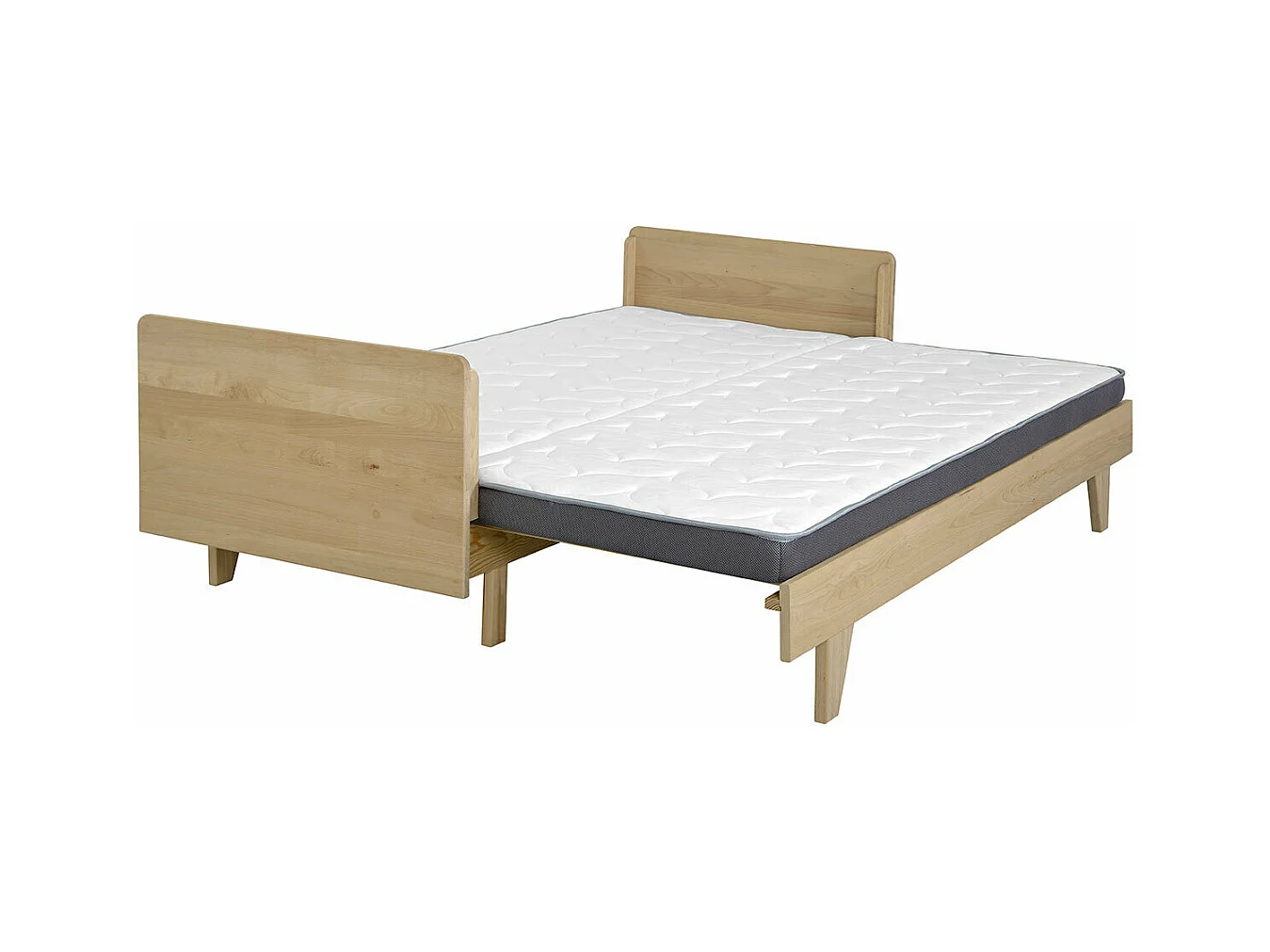 Pack lit extensible avec matelas 80x200 cm bois massif bois NANDO