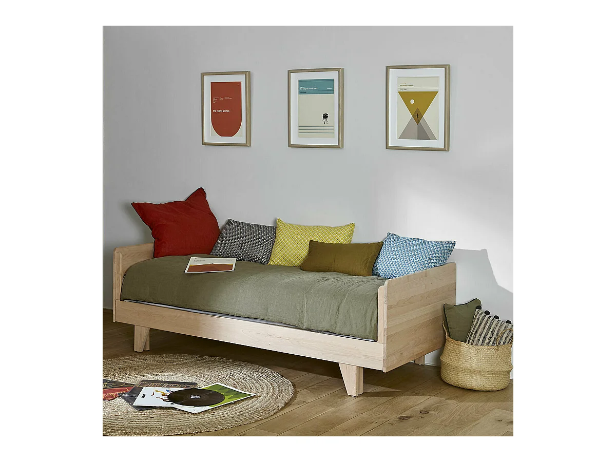 Pack lit extensible avec matelas 80x200 cm bois massif bois NANDO