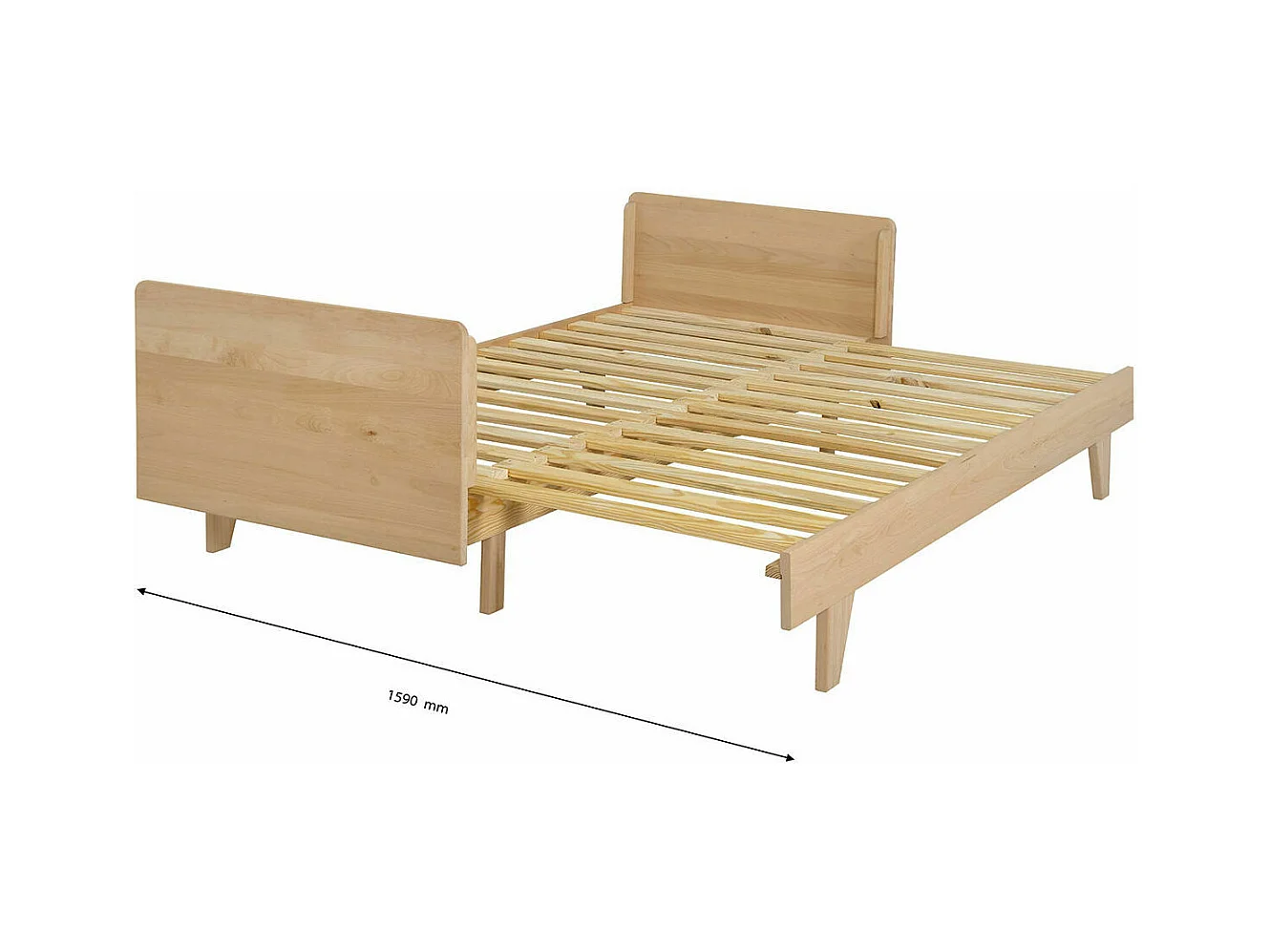 Pack lit extensible avec matelas 80x200 cm bois massif bois NANDO