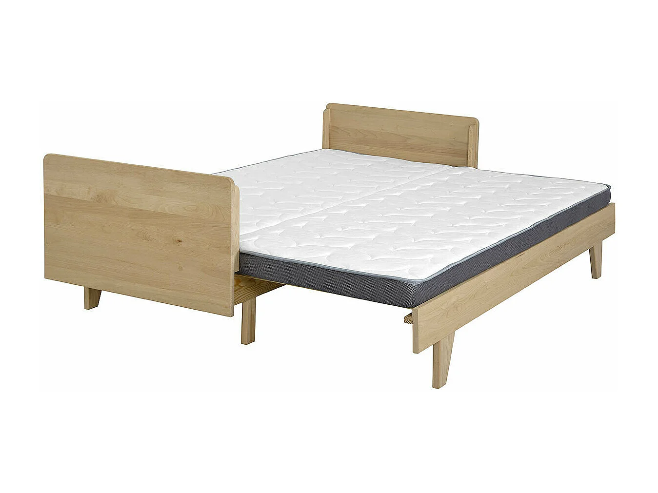 Pack lit extensible avec matelas 80x200 cm bois massif bois NANDO