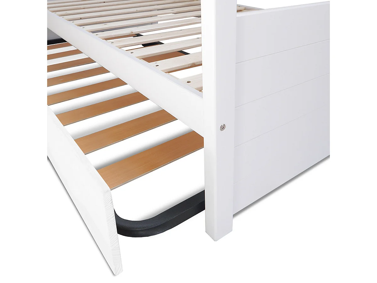 Lit banquette gigogne 80x200 cm bois massif blanc IZAO