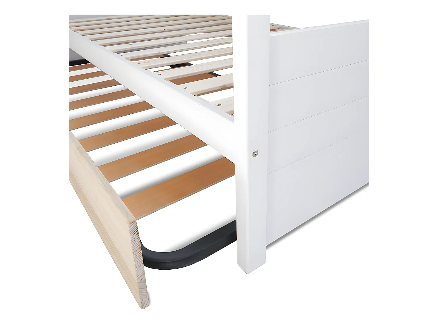 Lit banquette gigogne 90x200 cm bois massif blanc et bois IZAO