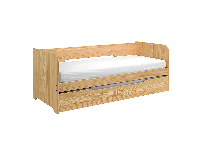 Lit gigogne 80x200 cm bois massif bois naturel JAVA