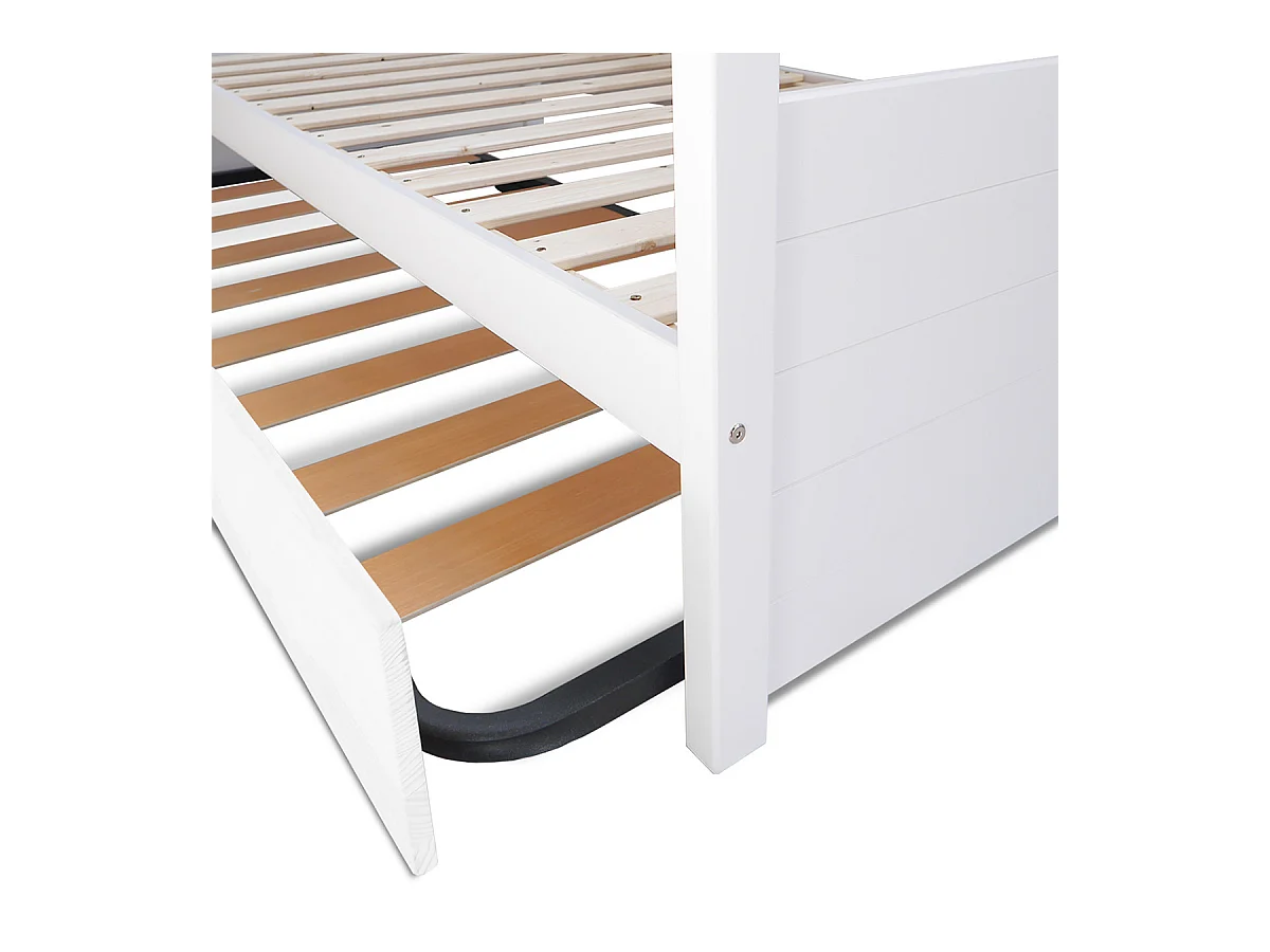 Lit banquette gigogne 80x190 cm bois massif blanc IZAO