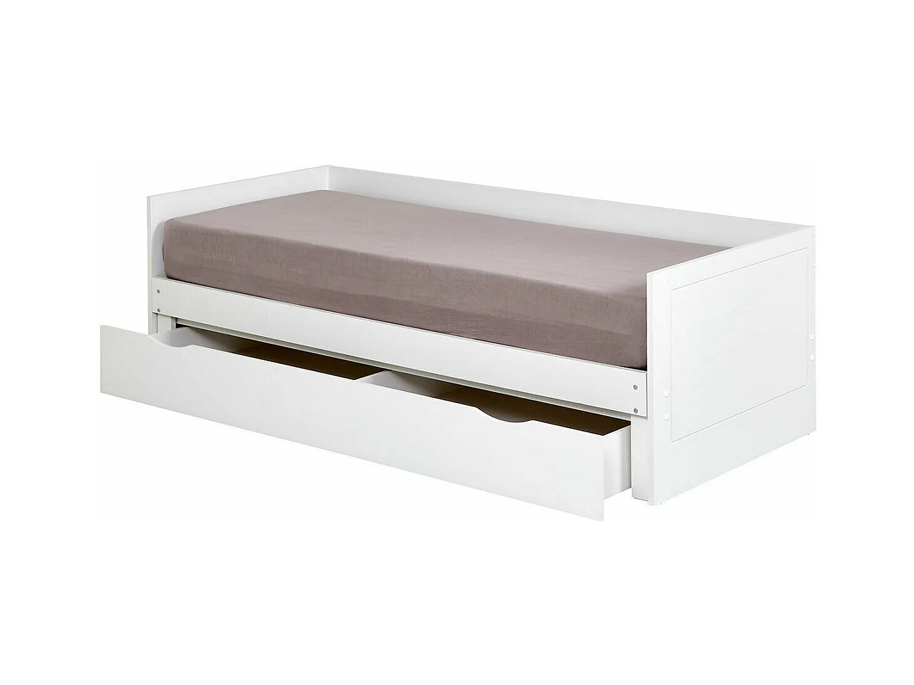 Lit gigogne avec tiroir 80x200 cm panneaux de fibres blanc MOLLY