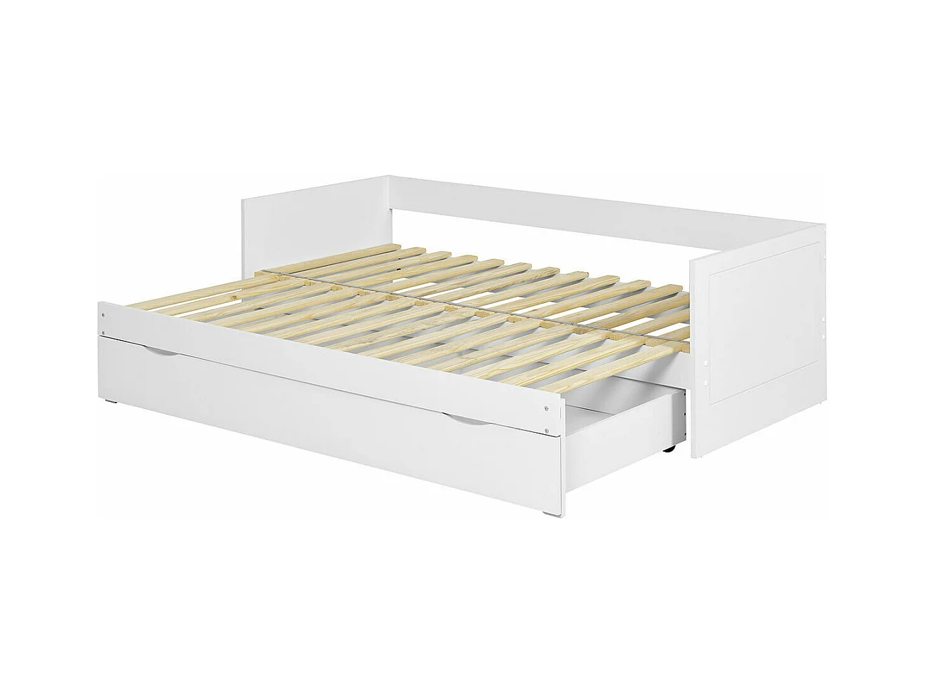 Lit gigogne avec tiroir 80x200 cm panneaux de fibres blanc MOLLY