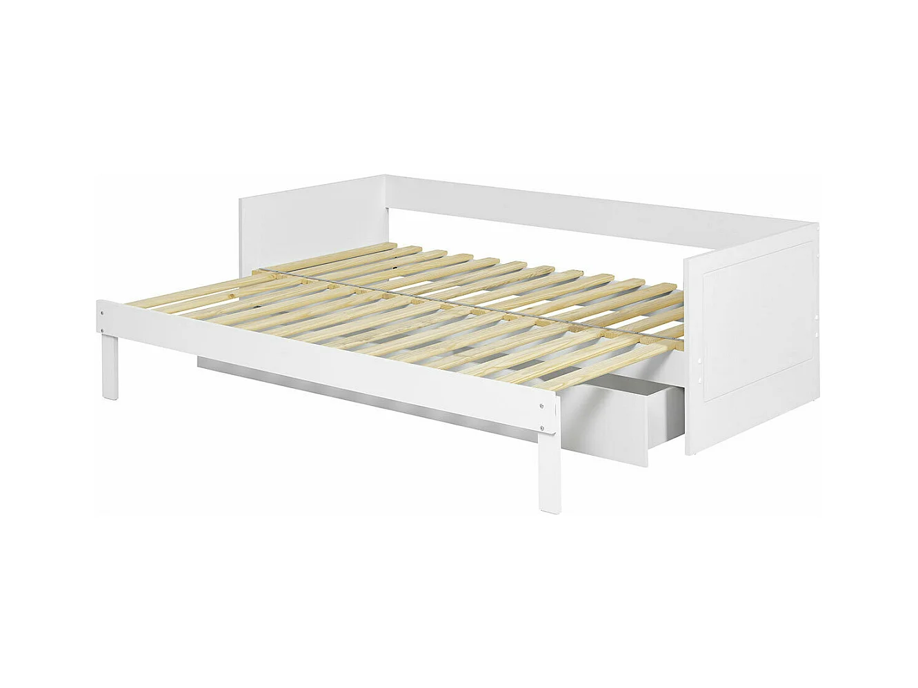 Lit gigogne avec tiroir 80x200 cm panneaux de fibres blanc MOLLY