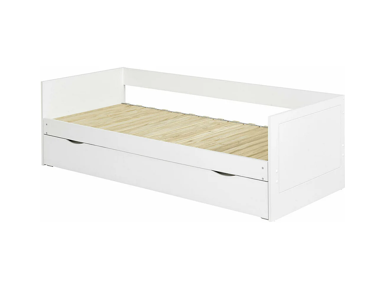 Lit gigogne avec tiroir 80x200 cm panneaux de fibres blanc MOLLY