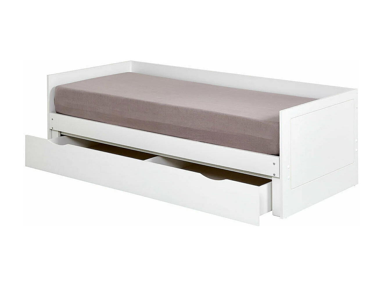 Lit gigogne avec tiroir 80x200 cm panneaux de fibres blanc MOLLY