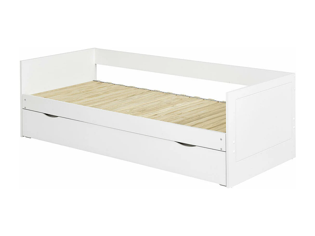 Lit gigogne avec tiroir 80x200 cm panneaux de fibres blanc MOLLY