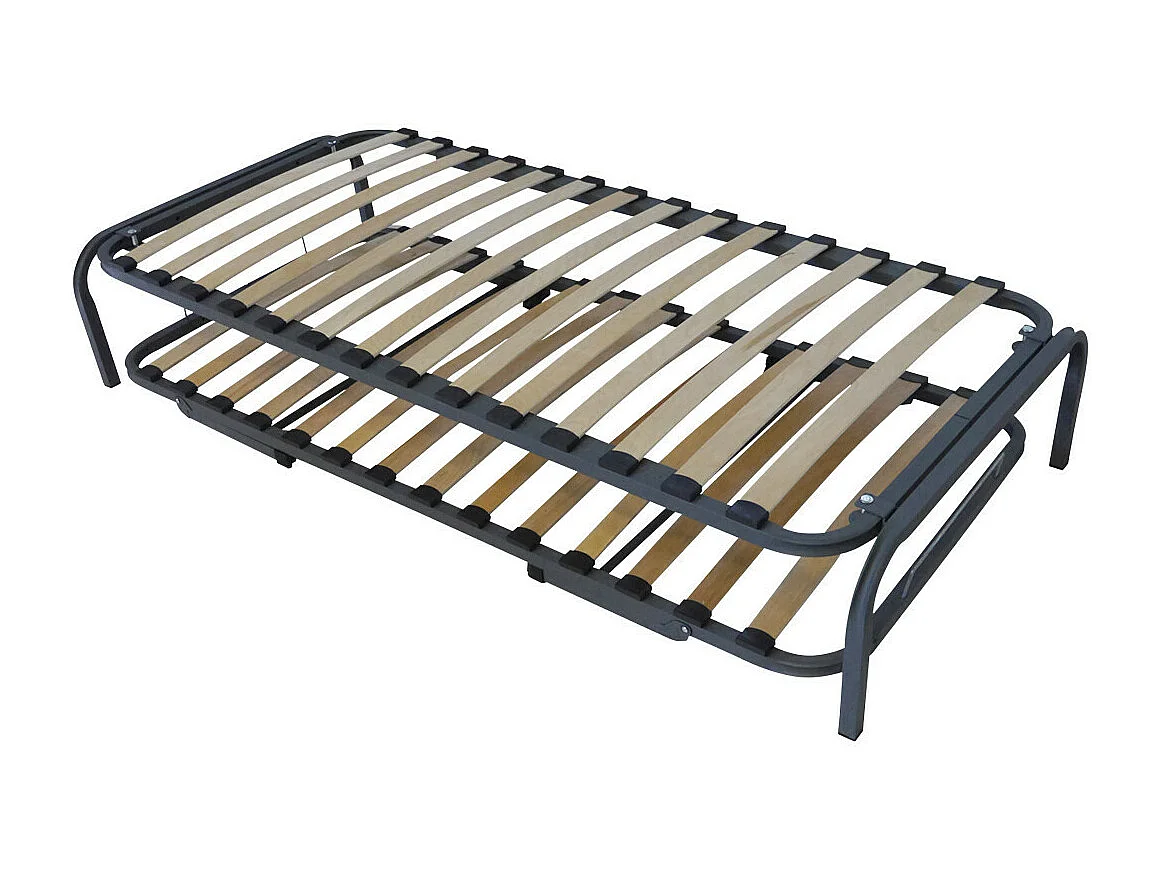 Lit gigogne 90x200 cm metal gris STRATA