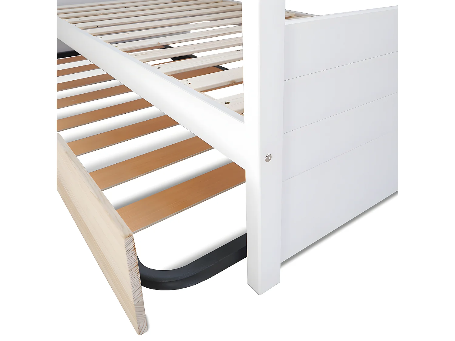 Lit banquette gigogne 80x200 cm bois massif blanc et bois IZAO