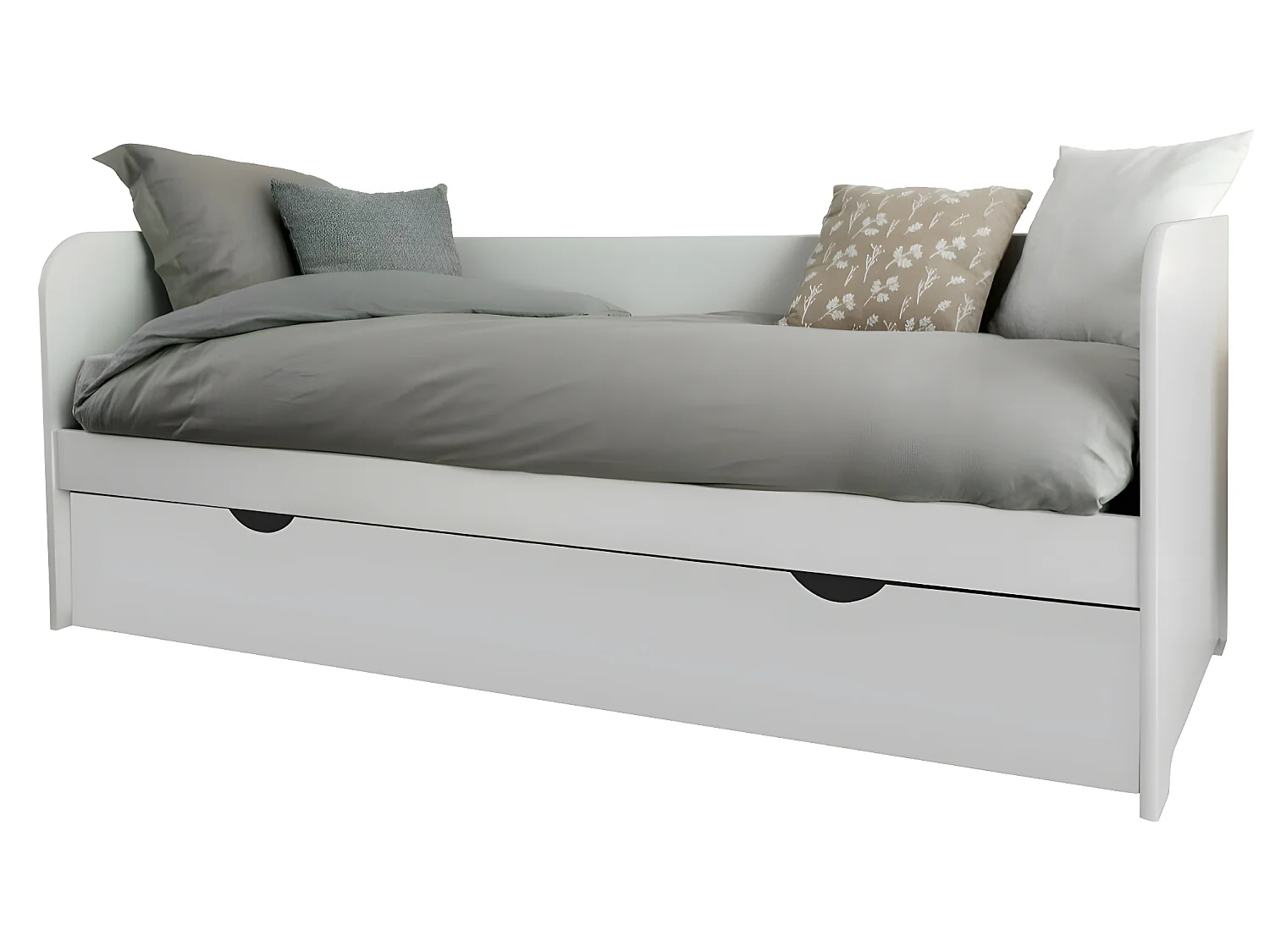 Lit gigogne 80x200 cm bois massif blanc JAVA