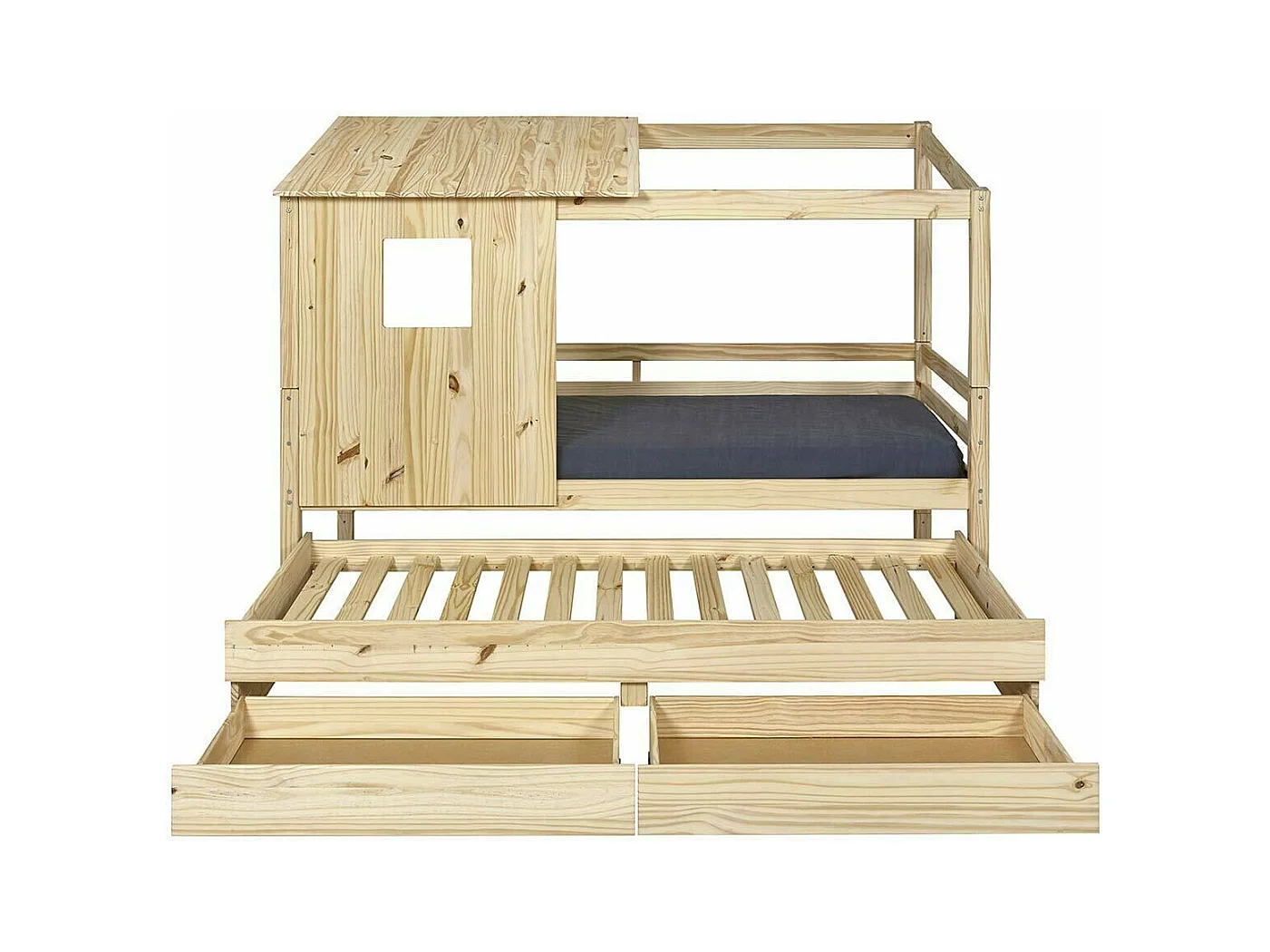 Lit cabane gigogne 90x200 cm bois massif bois ALMA