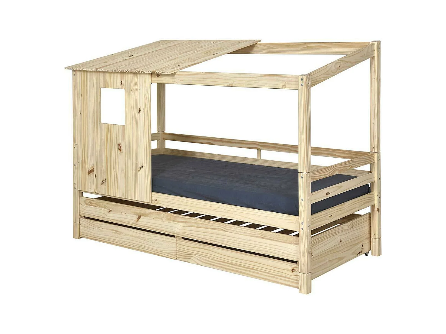 Lit cabane gigogne 90x200 cm bois massif bois ALMA