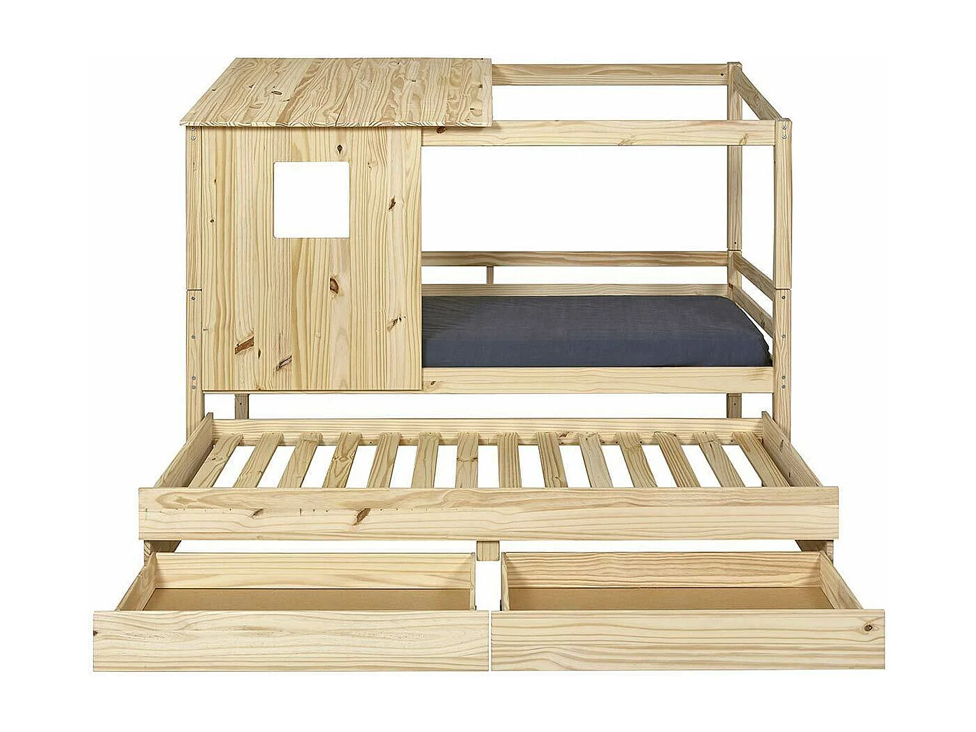 Lit cabane gigogne 90x200 cm bois massif bois ALMA