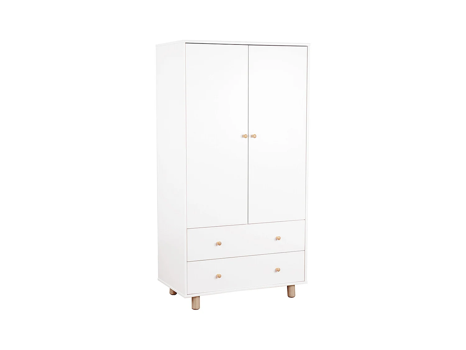 Armoire enfant  bois massif blanc et bois GABBY