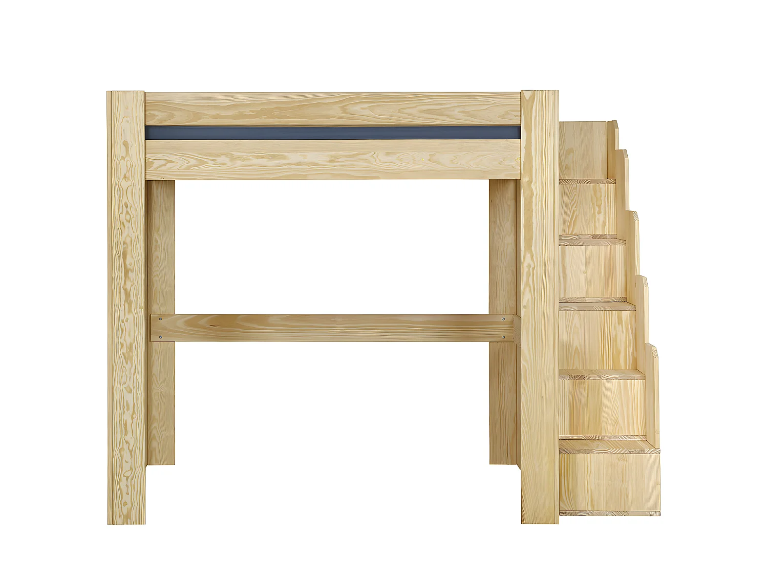 Pack lit mezzanine avec matelas 120x190 cm bois massif bois naturel ALEX