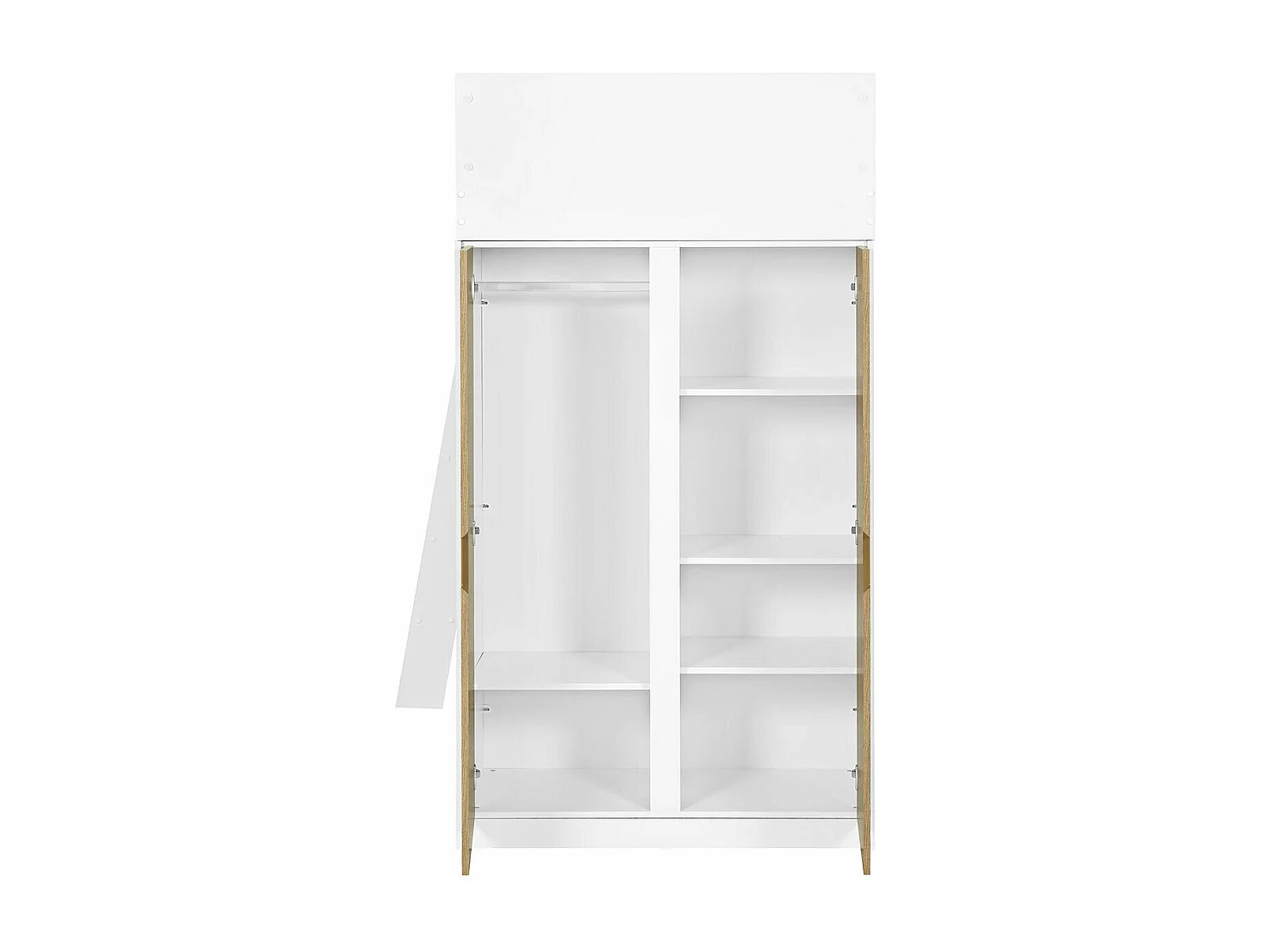 Lit mezzanine combiné 90x190 cm panneaux de fibres blanc et bois MEMPHIS