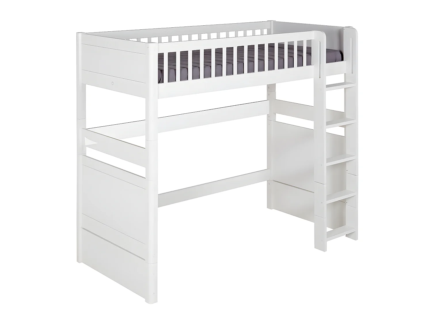 Pack lit mezzanine avec matelas 90x190 cm bois massif blanc VICTORIA