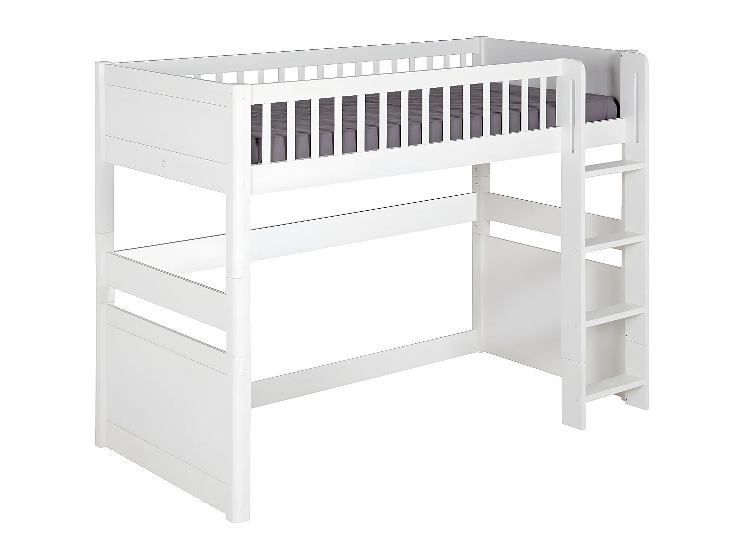 Pack lit mezzanine avec matelas 90x190 cm bois massif blanc VICTORIA