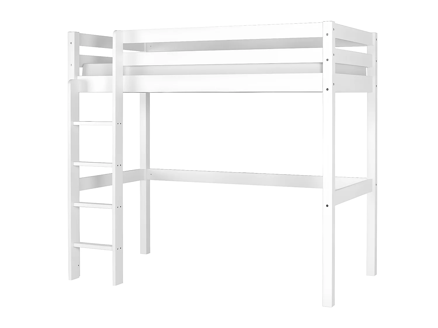 Pack lit mezzanine avec matelas 90x190 cm bois massif blanc AARON