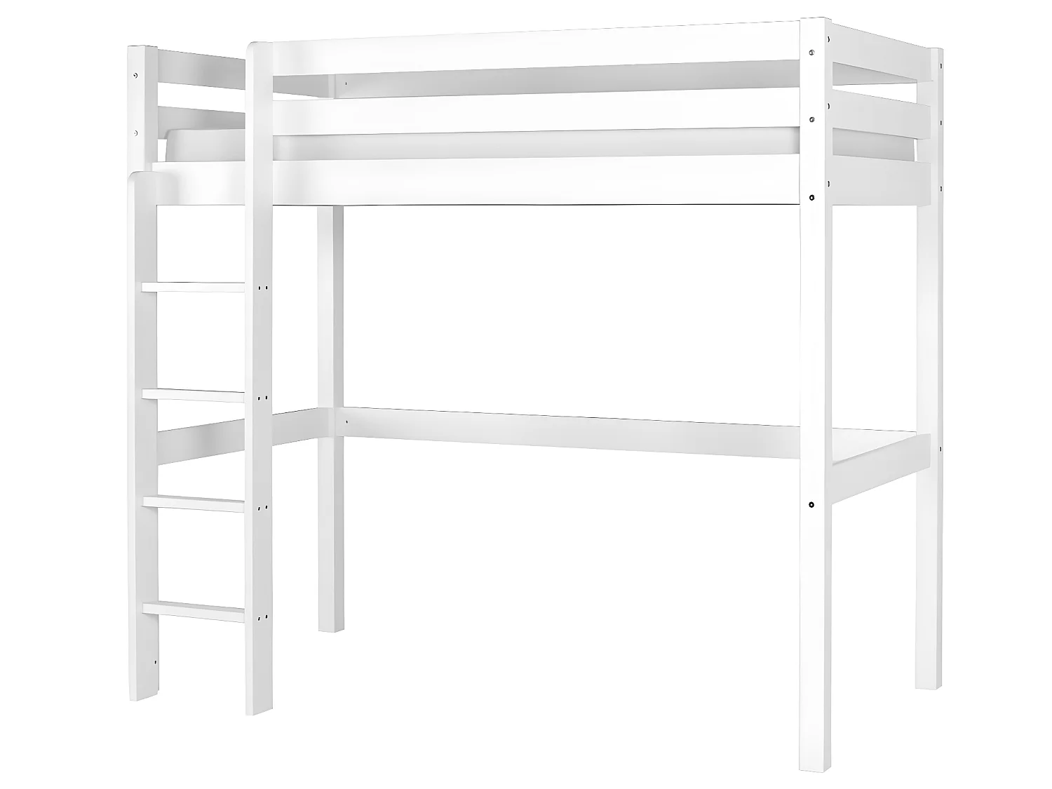 Pack lit mezzanine avec matelas 90x190 cm bois massif blanc AARON