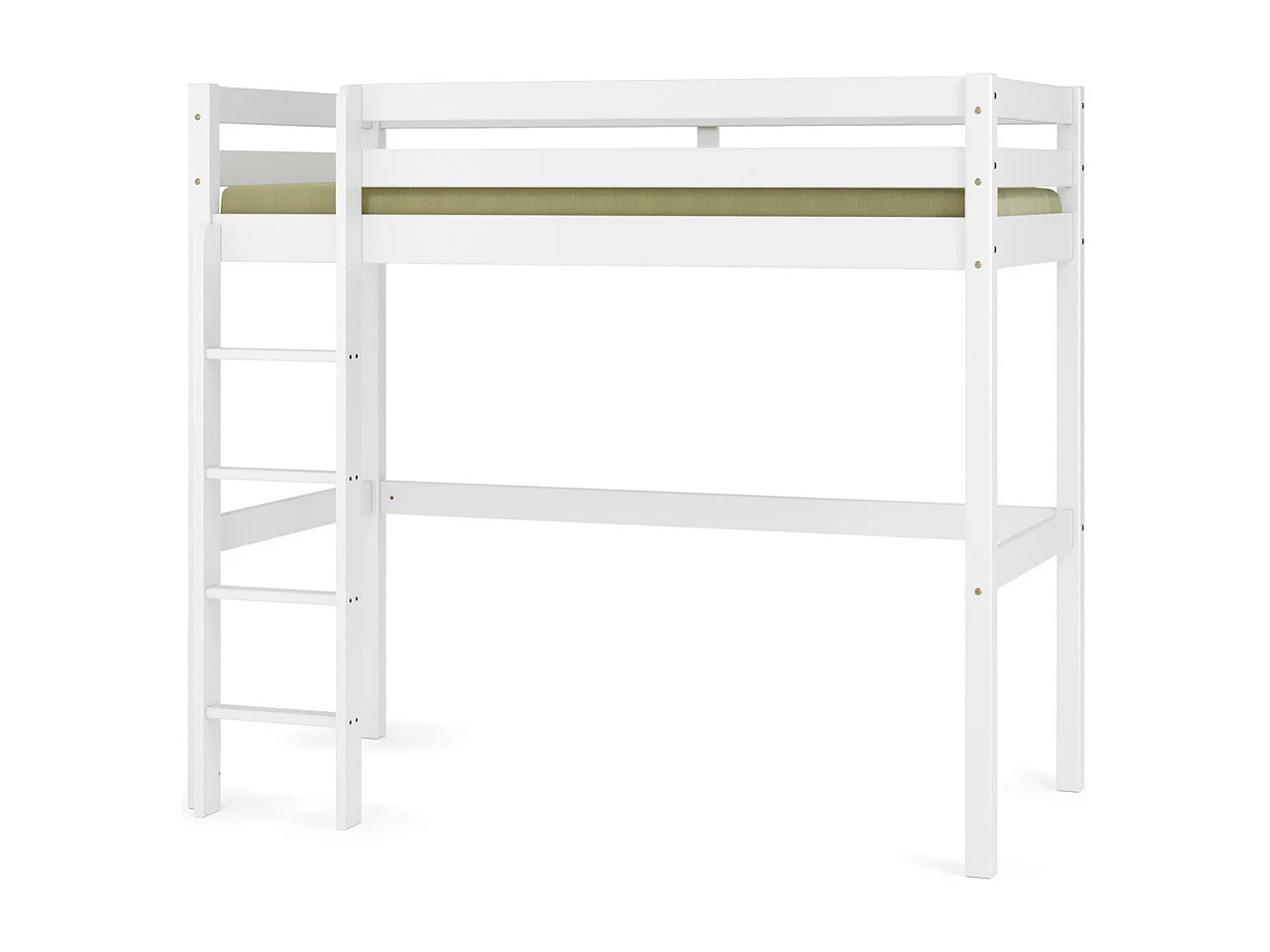Pack lit mezzanine avec matelas 90x190 cm bois massif blanc AARON