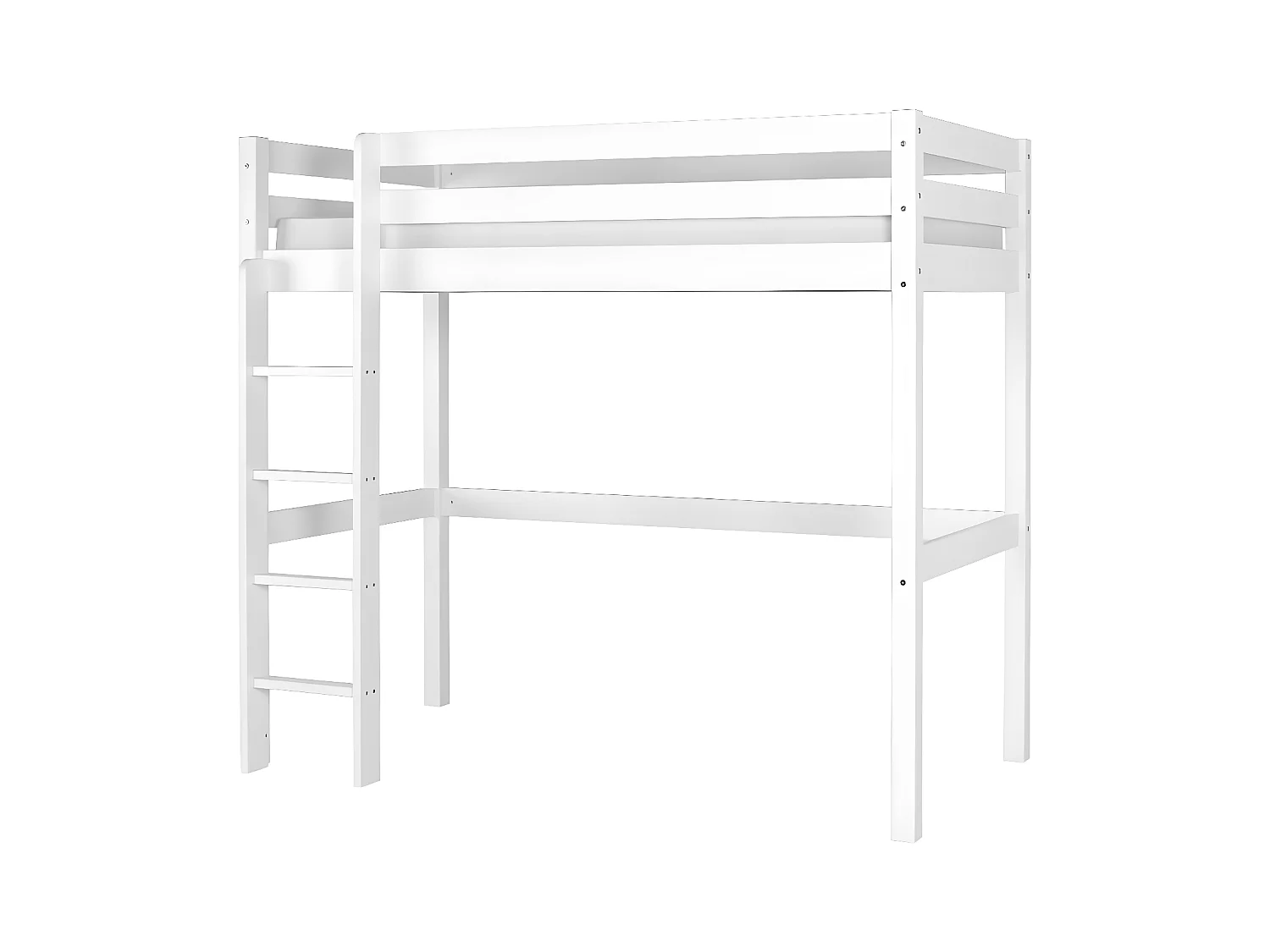 Lit mezzanine 90x190 cm bois massif blanc AARON