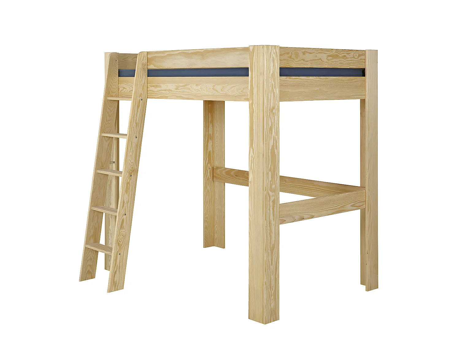 Pack lit mezzanine 2 places avec matelas Ali   Bois naturel 140x190 cm