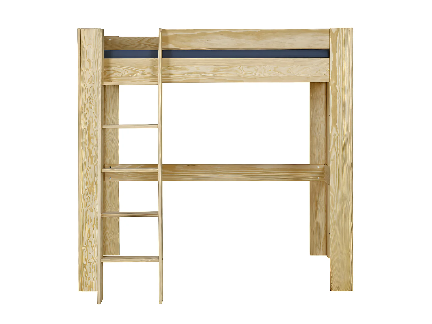 Pack lit mezzanine 2 places avec matelas Ali   Bois naturel 140x190 cm