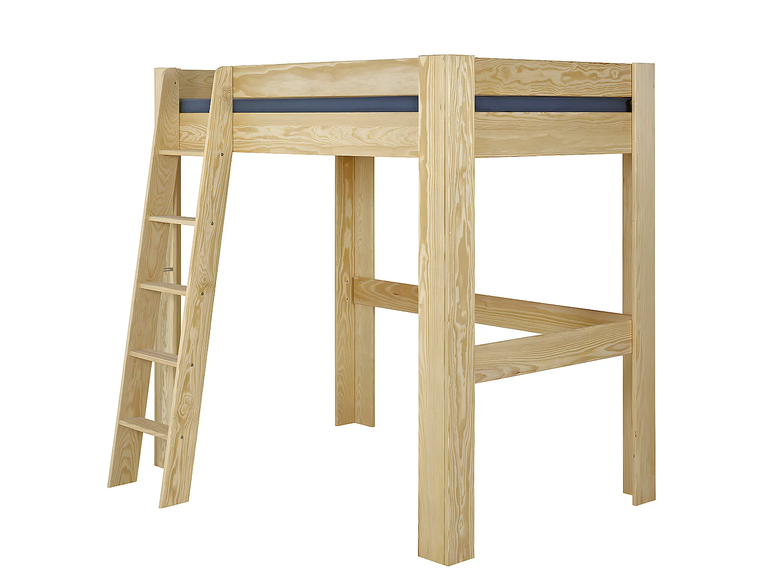 Pack lit mezzanine 2 places avec matelas Ali   Bois naturel 140x190 cm