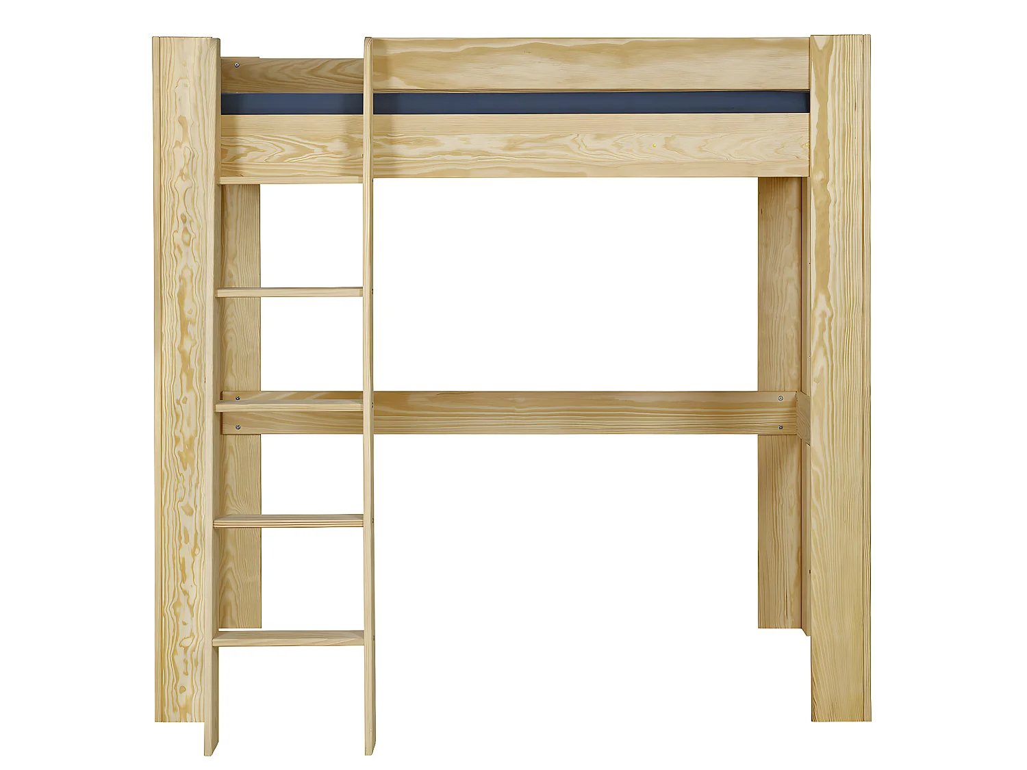 Pack lit mezzanine 2 places avec matelas Ali   Bois naturel 140x190 cm