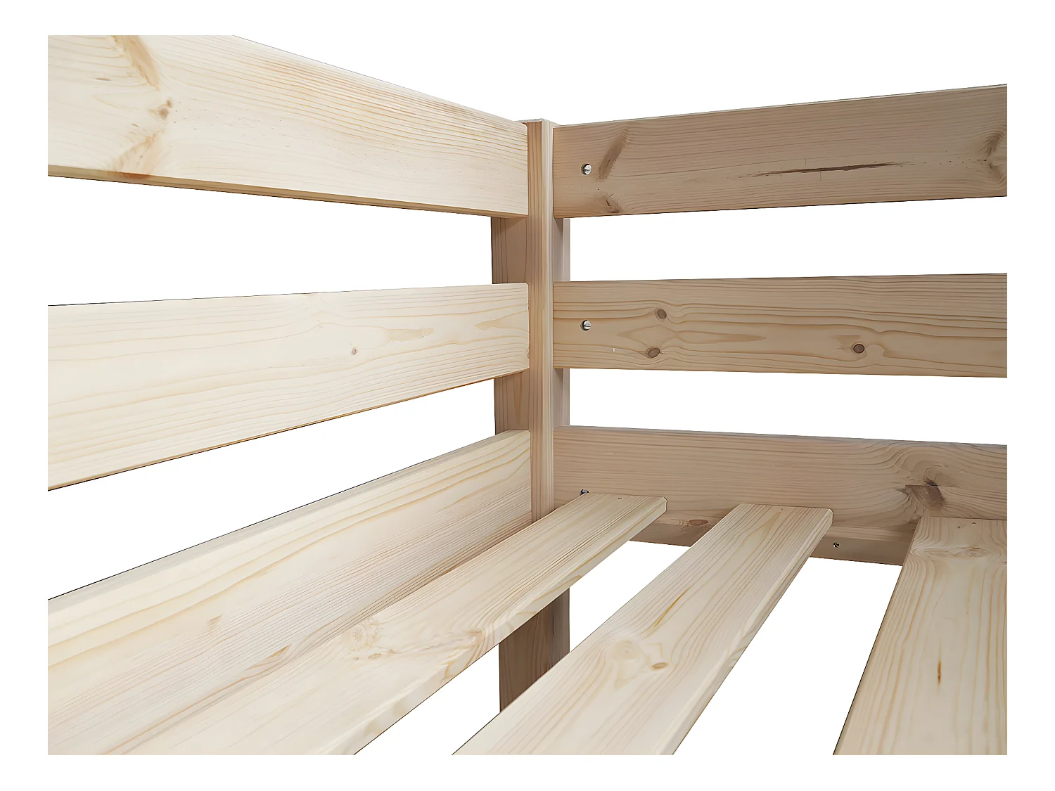 Lit mezzanine 90x190 cm bois massif bois naturel AARON