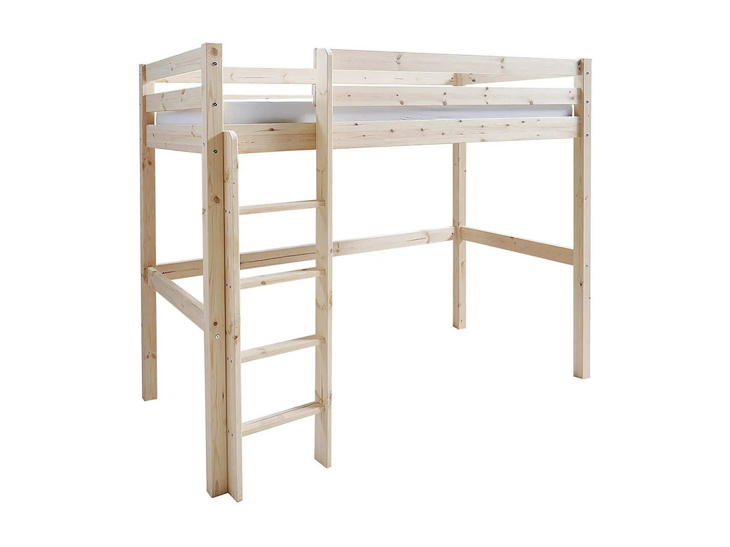 Lit mezzanine 90x190 cm bois massif bois naturel AARON