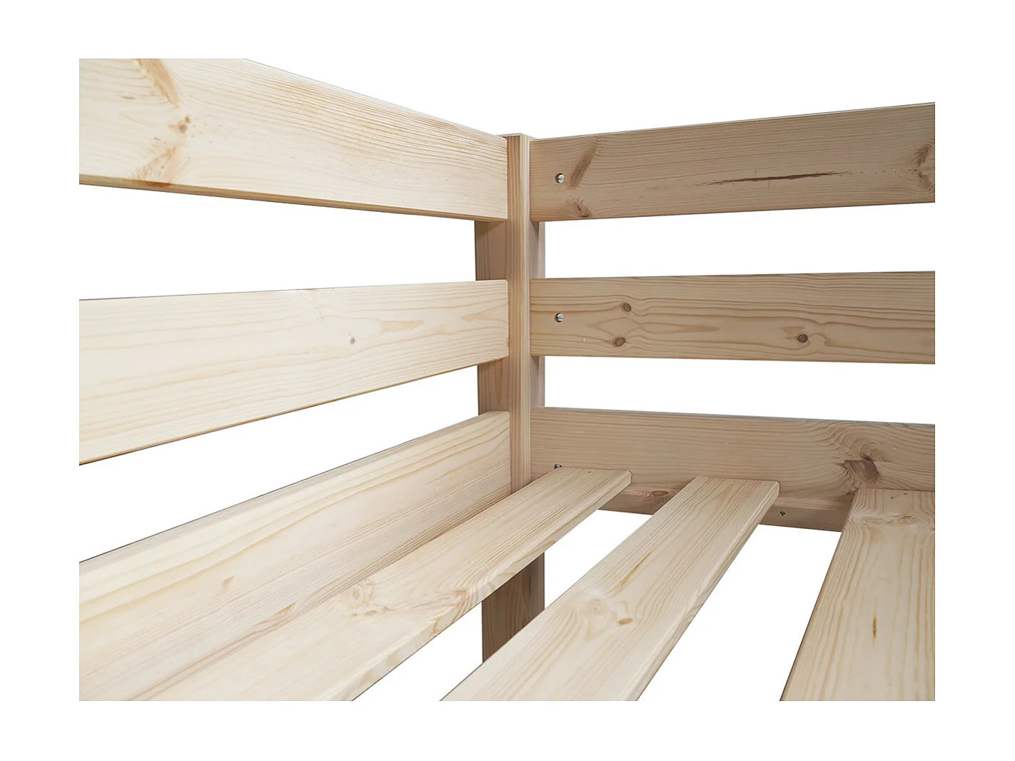 Lit mezzanine 90x190 cm bois massif bois naturel AARON