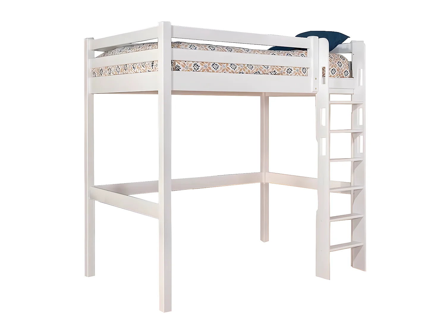 Lit mezzanine avec bureau 90x190 cm bois massif blanc et bois ORPHÉE