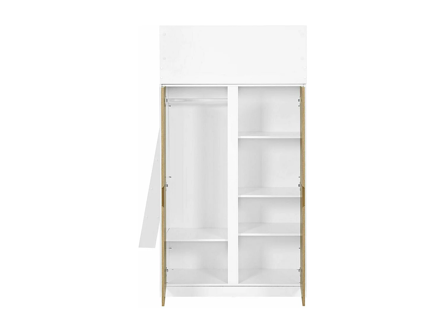 Pack lit mezzanine avec matelas 90x190 cm panneaux de fibres blanc et bois MEMPHIS