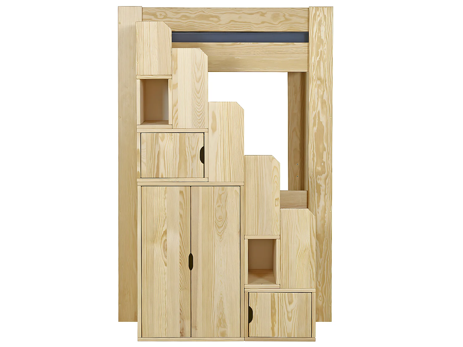 Lit mezzanine 2 places avec bureau 120x190 cm bois massif bois naturel ALEX