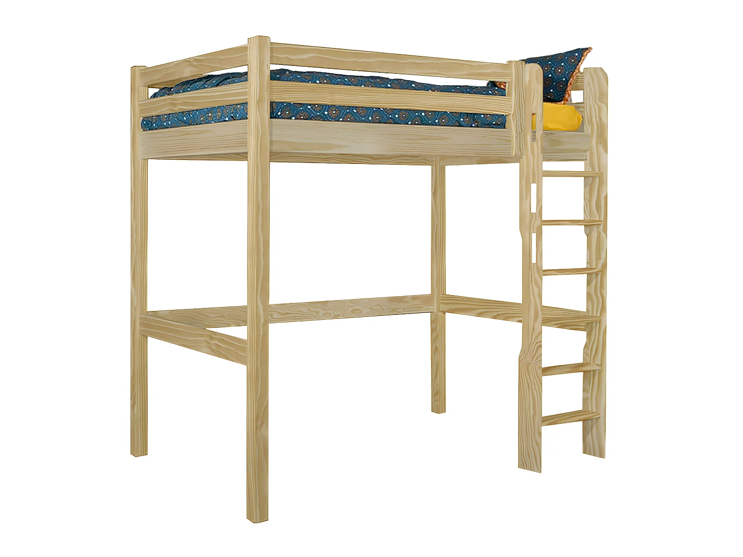 Lit mezzanine 90x190 cm bois massif bois ORPHÉE