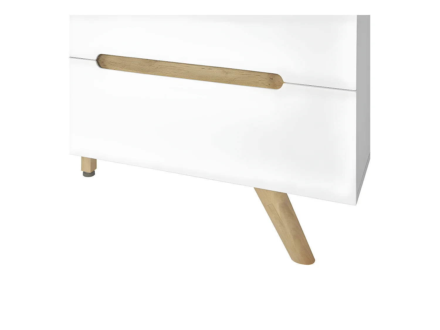 Commode 6 tiroirs  panneaux de fibres blanc et bois KOTA