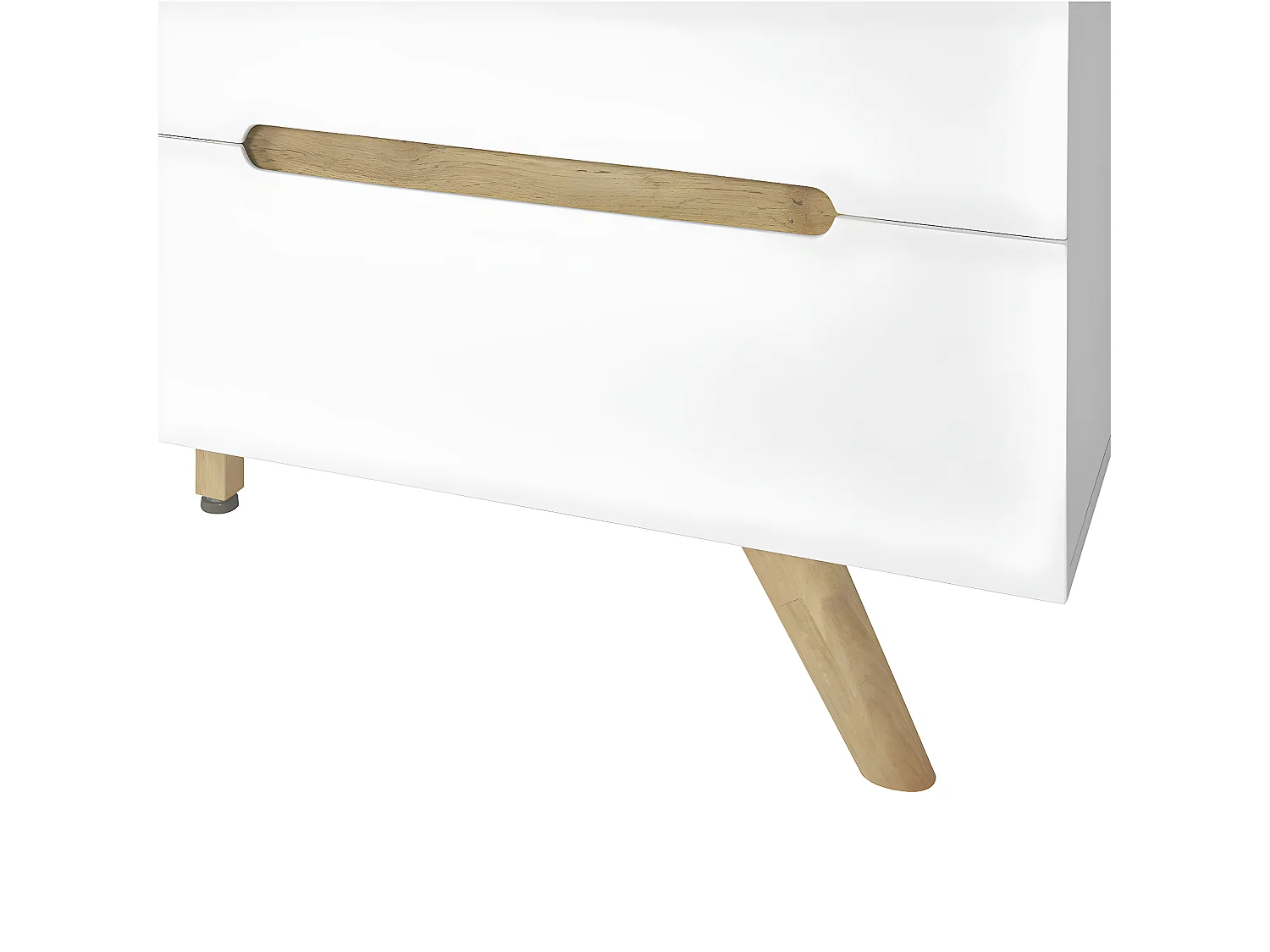 Commode 6 tiroirs  panneaux de fibres blanc et bois KOTA