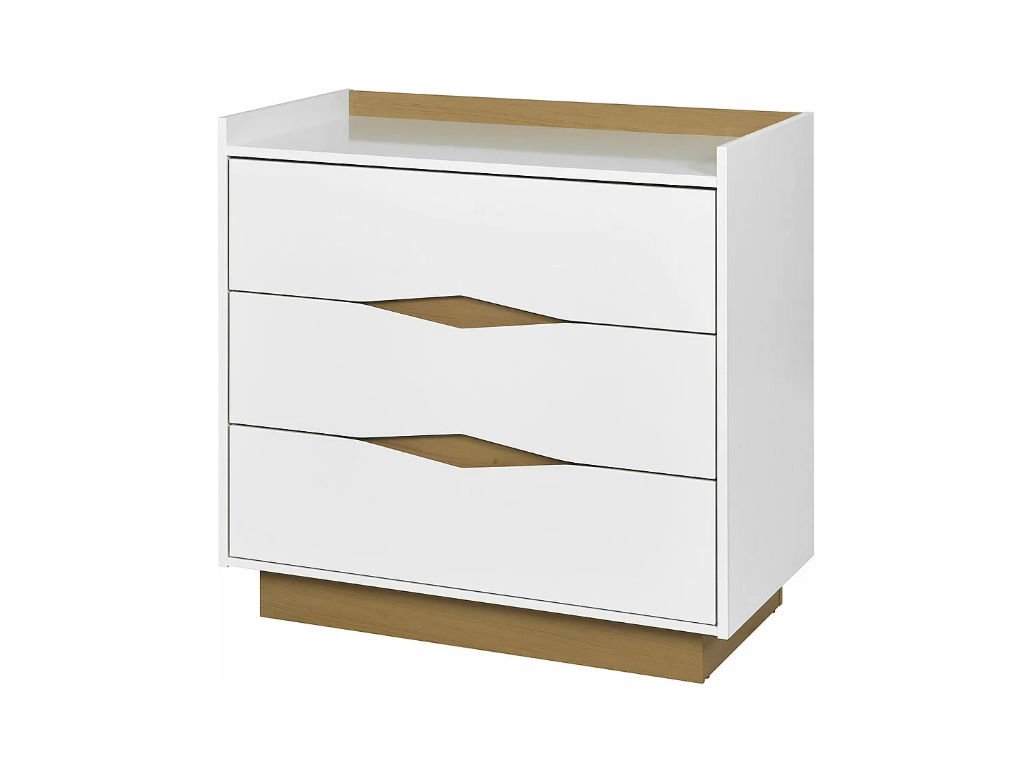 Commode  panneaux de fibres blanc et bois NAIS